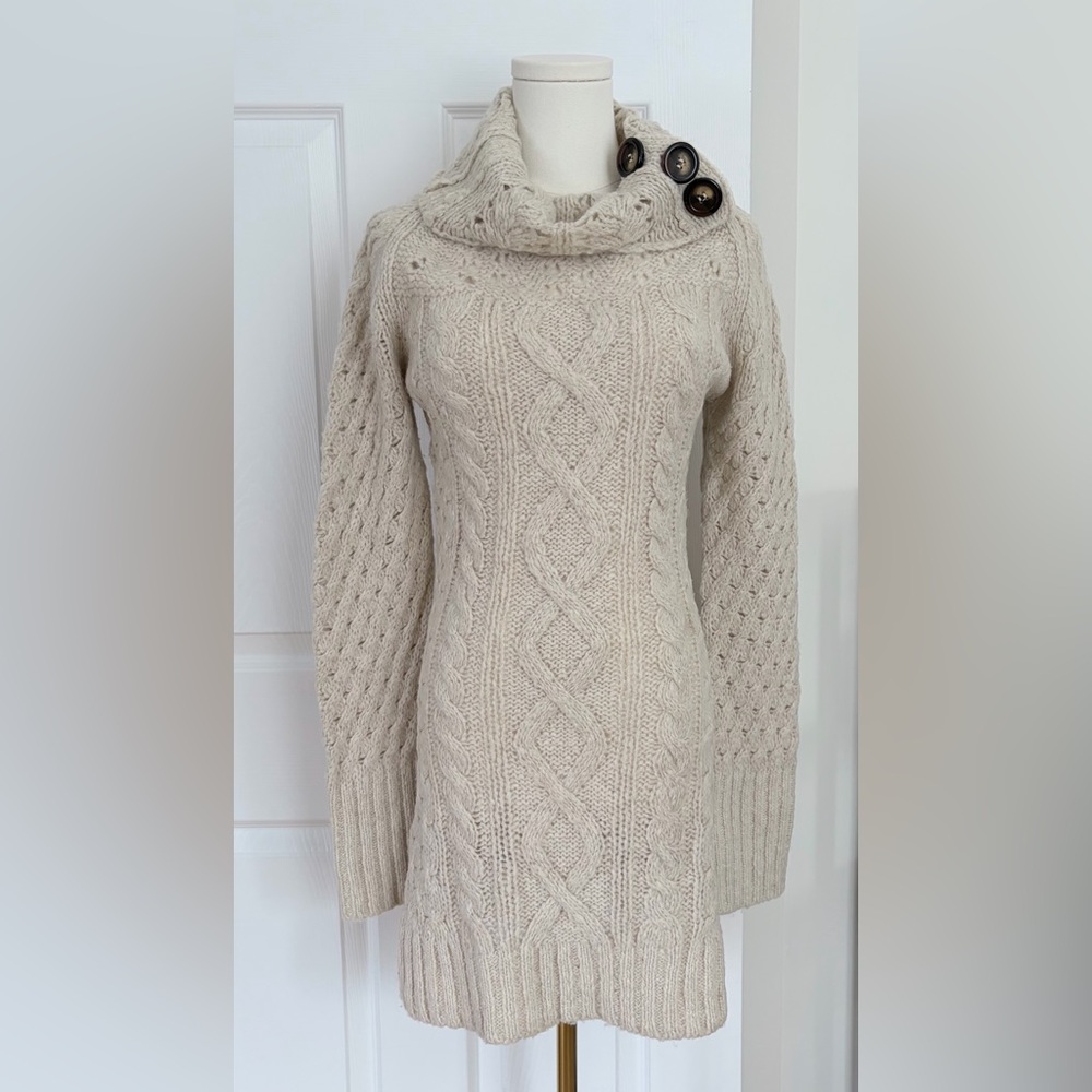 Free People Cream Cowl Neck Sweater